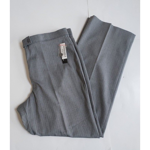 NWT Ladies Larry Levine Gray Herringbone Washable Stretch Dress Pants Size 16 - Picture 1 of 8